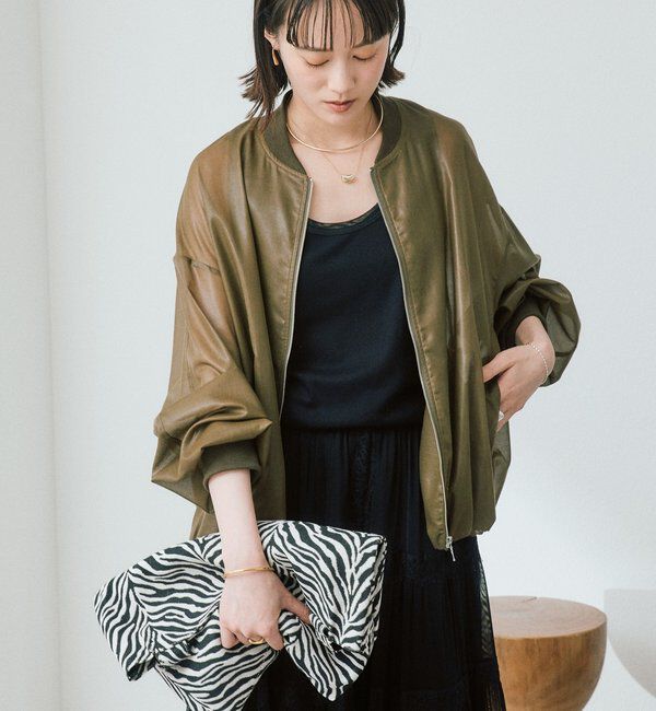  「予約【ほどよい抜け感】グロッシーシアーブルゾン」|ブルゾン・スタジャン|