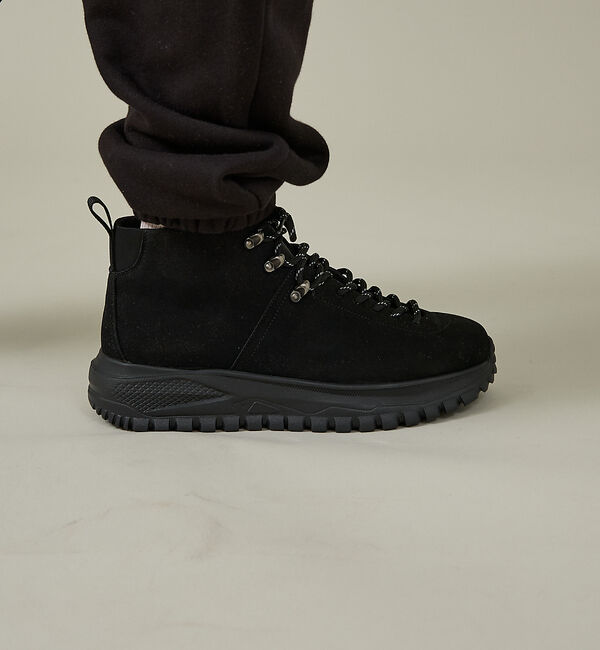 ABAHOUSE「SUEDE MOUNTAIN BOOTS / マウンテンブーツ/厚底/軽量ブーツ」|ショートブーツ|ブラック