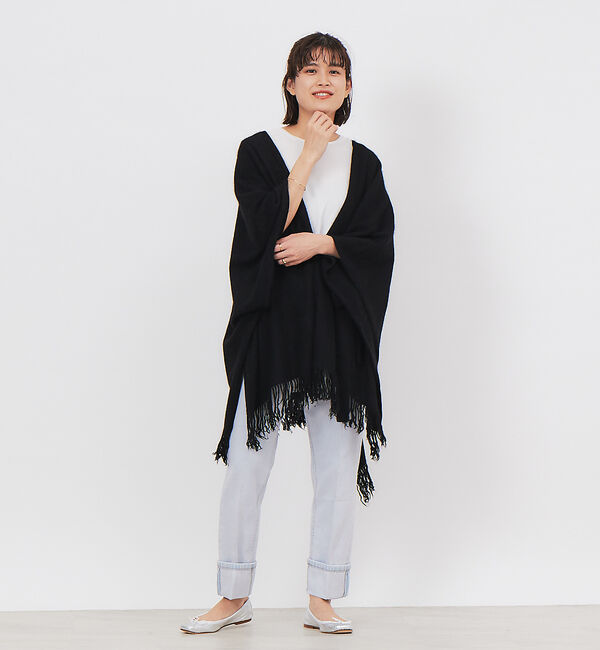Rouge vif「TICCA フリンジポンチョストール」|ニット・セーター|