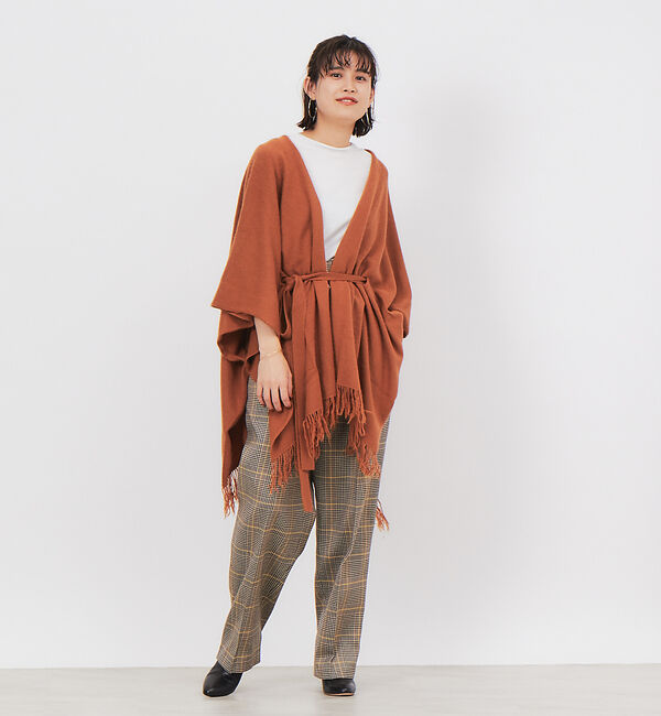 Rouge vif「TICCA フリンジポンチョストール」|ニット・セーター|