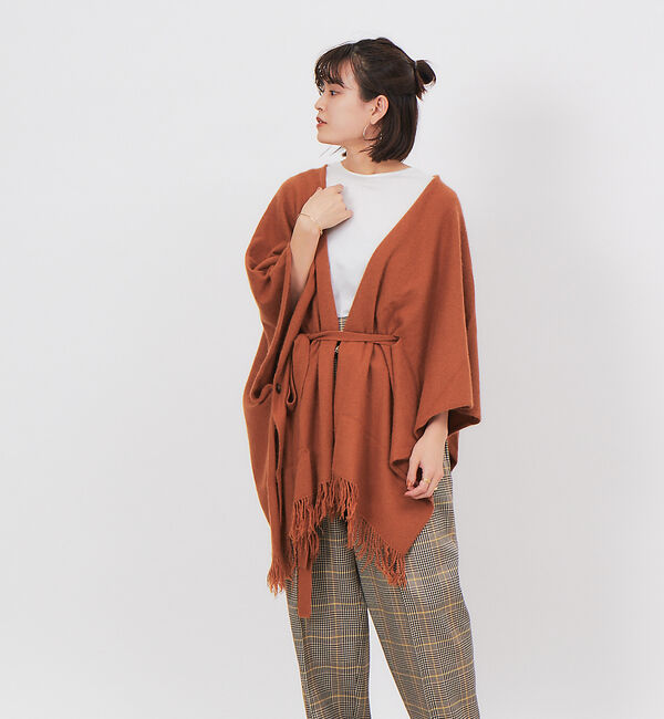 Rouge vif「TICCA フリンジポンチョストール」|ニット・セーター|