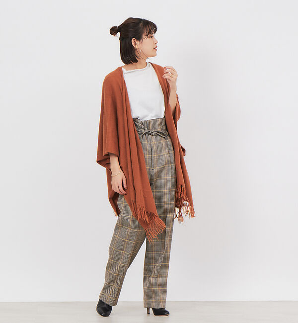 Rouge vif「TICCA フリンジポンチョストール」|ニット・セーター|