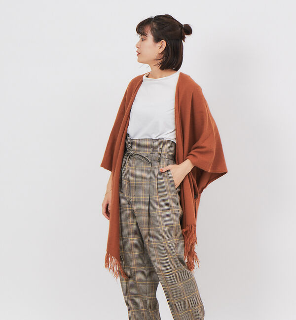 Rouge vif「TICCA フリンジポンチョストール」|ニット・セーター|