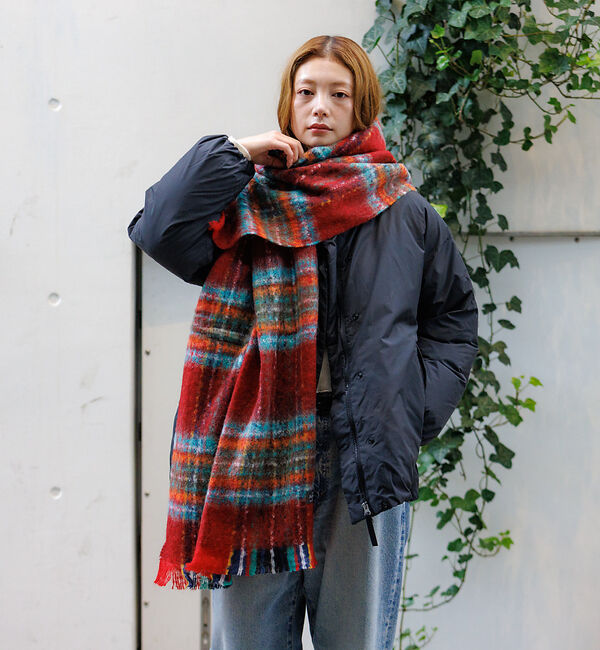 Rouge vif「【Pierre Quioc / ピエールキオック】モヘア混チェックストール /」|マフラー|