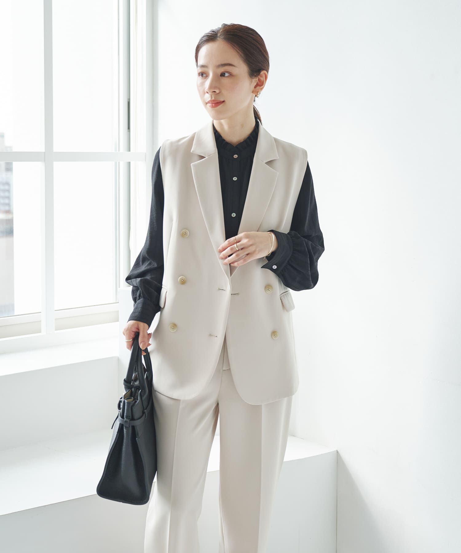 URBAN RESEARCH「『セットアップ対応』テーラードジレ」|ノーカラーコート|