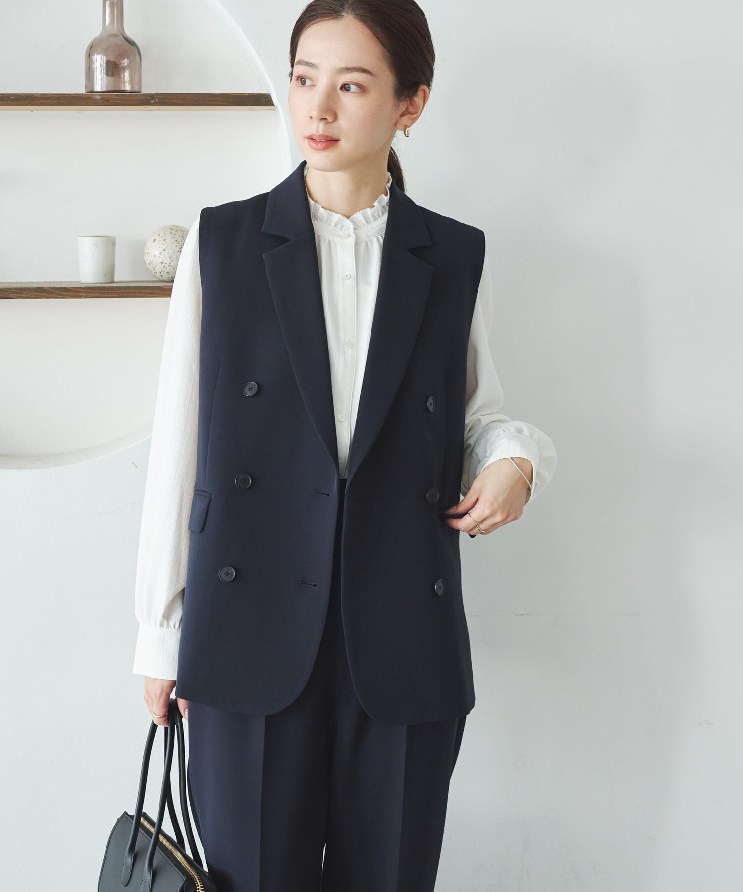 URBAN RESEARCH「『セットアップ対応』テーラードジレ」|ノーカラーコート|