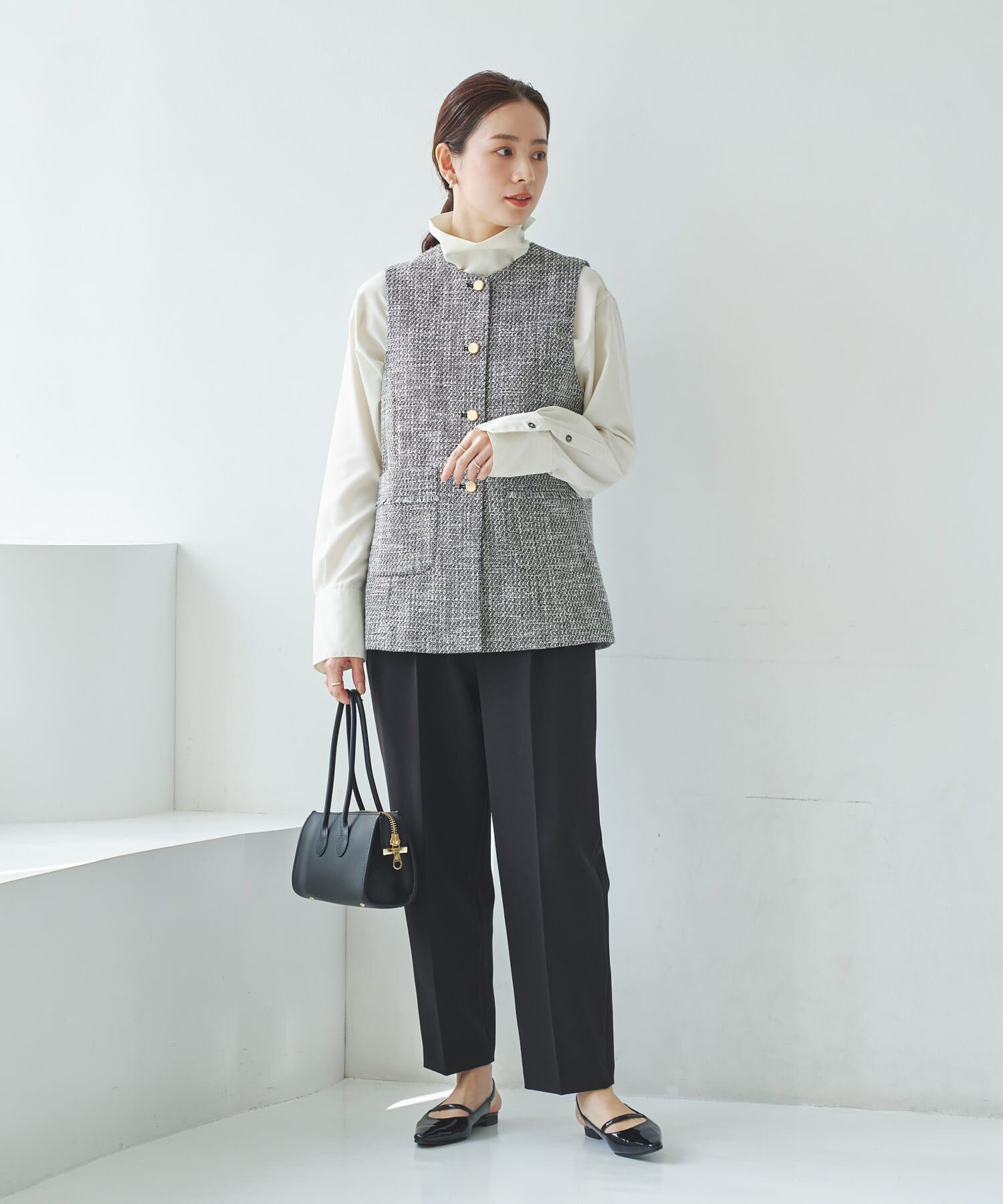 URBAN RESEARCH「ノーカラーツイードジレ」|ノーカラーコート|