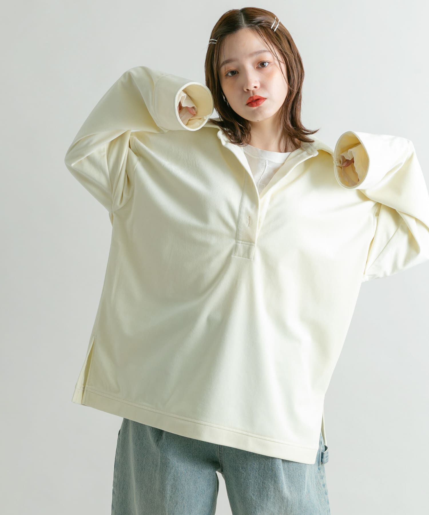  「ベロアBIGシャツ」|シャツ・ブラウス|アイボリー