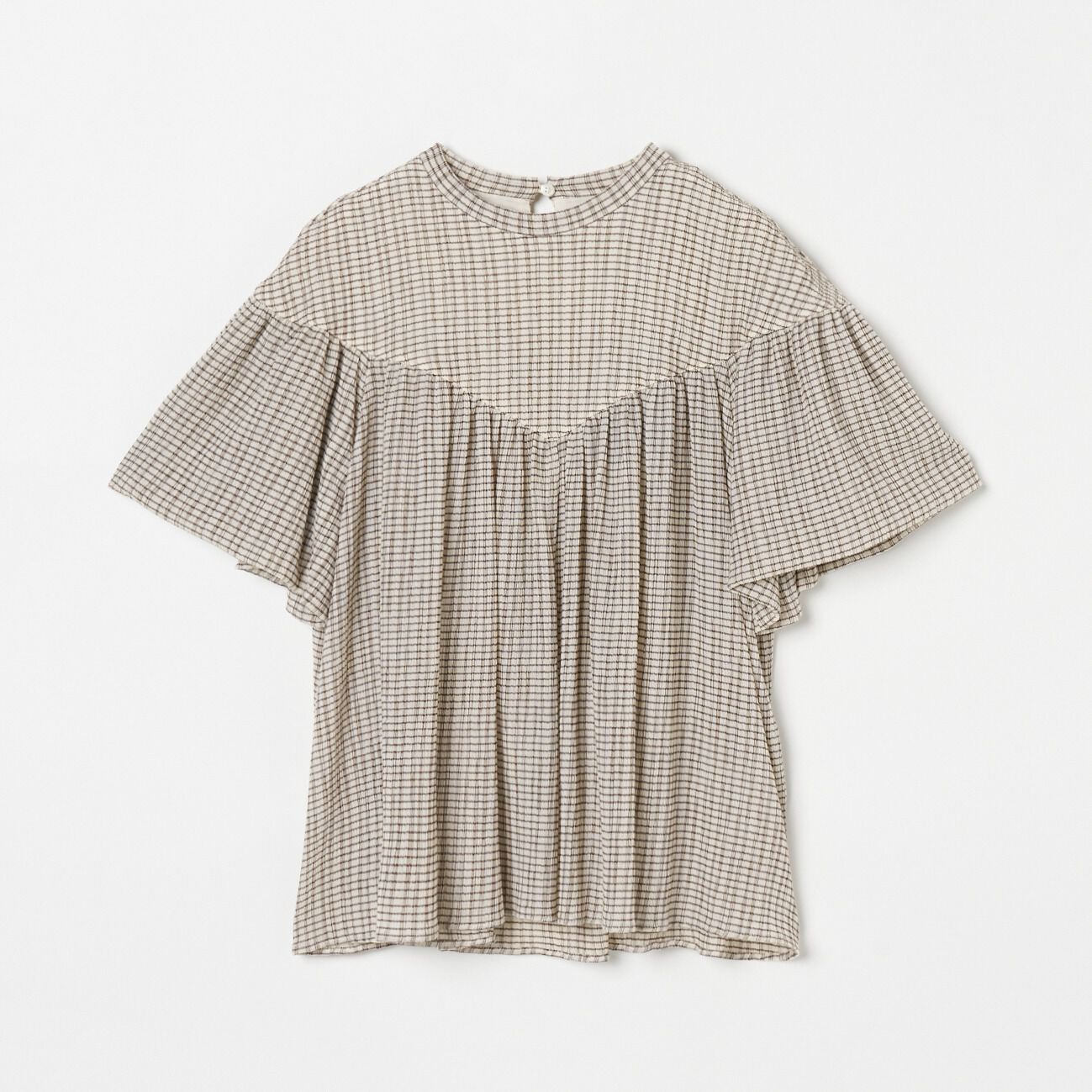 HELIOPOLE「HELIOPOLE CRAPE WINDOWPANE PIPING BL」|シャツ・ブラウス|アイボリー