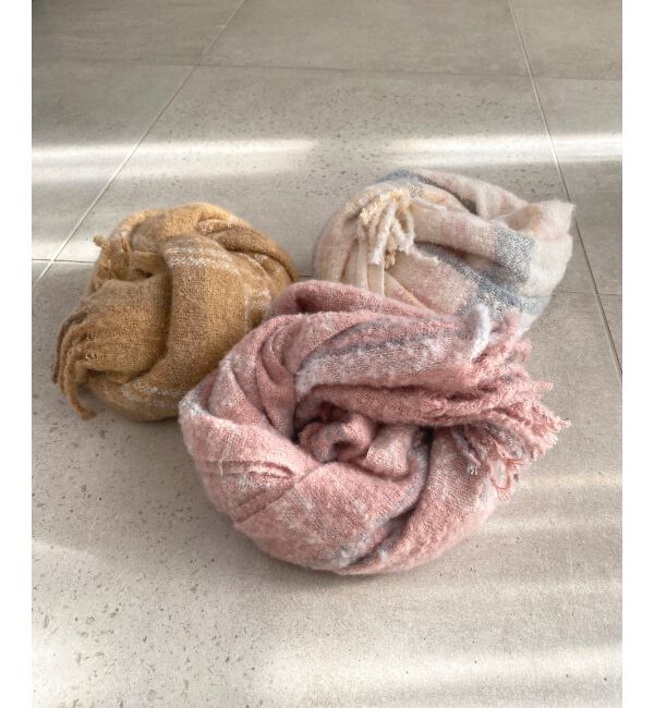 MAJESTICLEGON「ブークレチェックストール」|ストール|ピンク柄