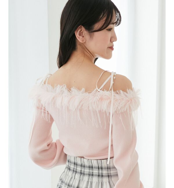  「チェーン付きフェイクファーニット」|ニット・セーター|