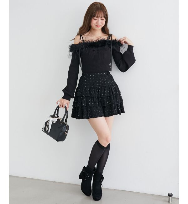  「チェーン付きフェイクファーニット」|ニット・セーター|