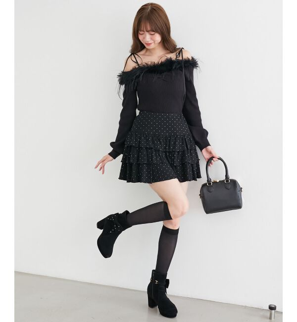  「チェーン付きフェイクファーニット」|ニット・セーター|