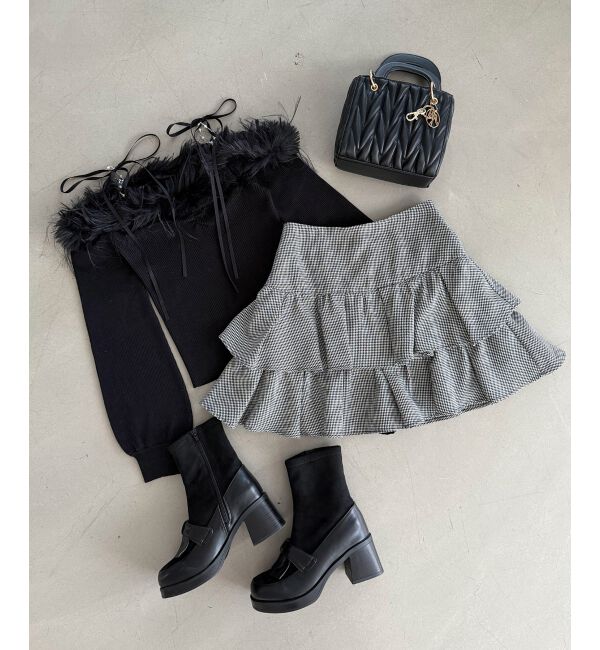  「チェーン付きフェイクファーニット」|ニット・セーター|