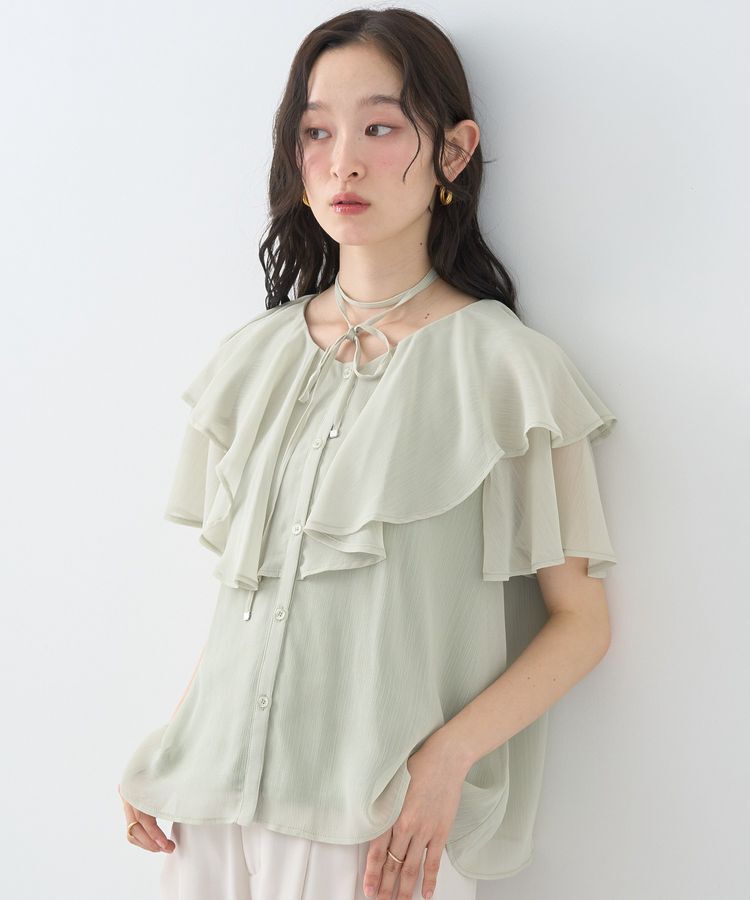 earth music&ecology「チョーカー付き楊柳ラッフルブラウス」|シャツ・ブラウス|
