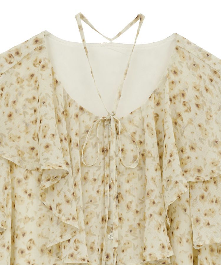 earth music&ecology「チョーカー付き楊柳ラッフルブラウス」|シャツ・ブラウス|