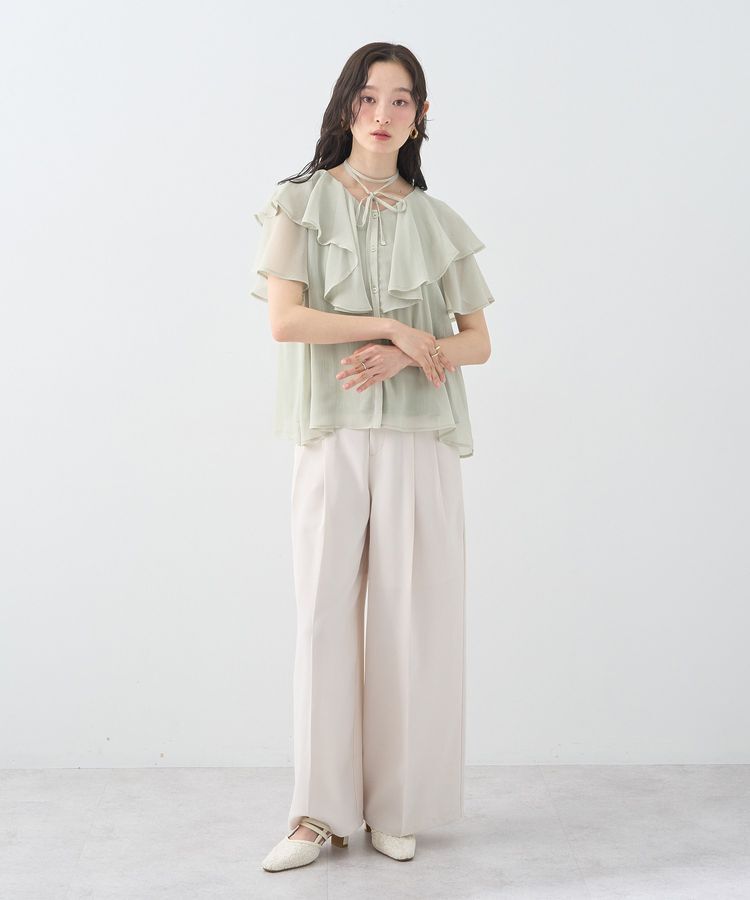 earth music&ecology「チョーカー付き楊柳ラッフルブラウス」|シャツ・ブラウス|