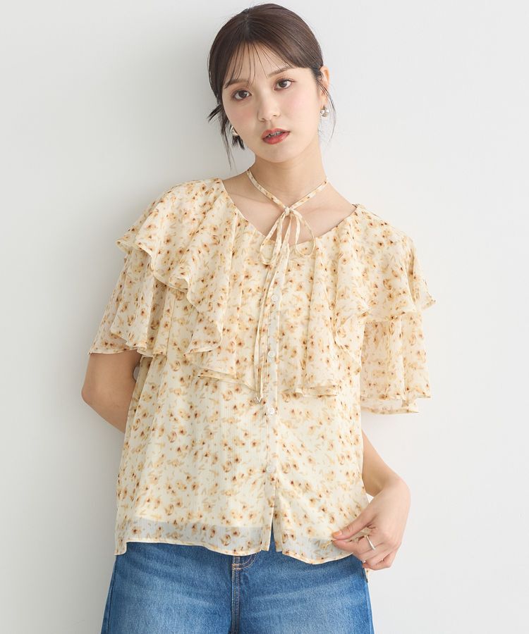 earth music&ecology「チョーカー付き楊柳ラッフルブラウス」|シャツ・ブラウス|フラワー