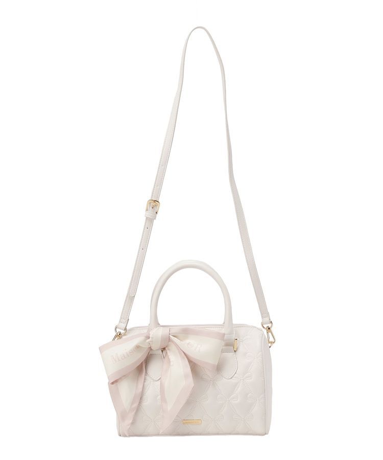 Maison de FLEUR「スカーフ付きリボンキルティング2Wayボストン」|ハンドバッグ|