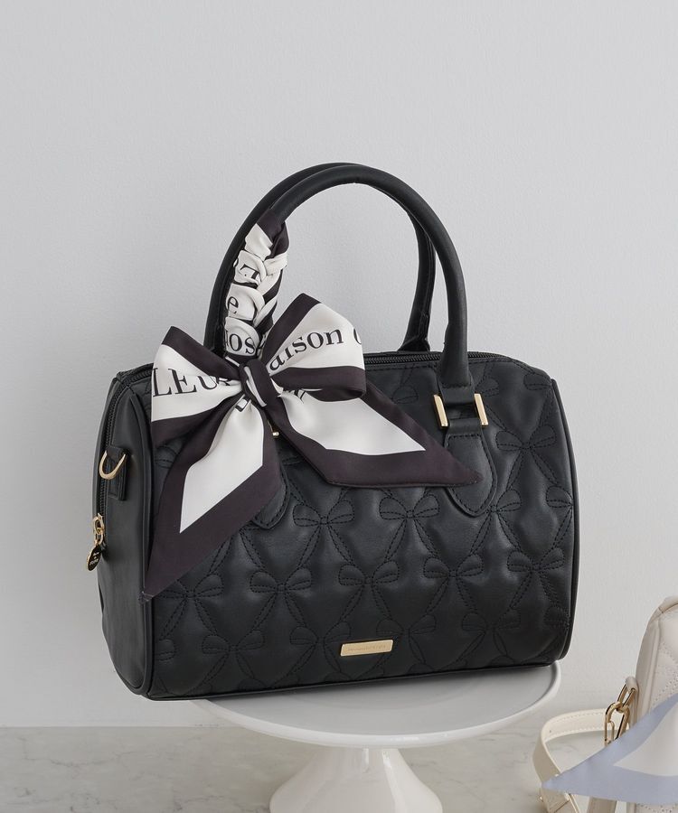Maison de FLEUR「スカーフ付きリボンキルティング2Wayボストン」|ハンドバッグ|