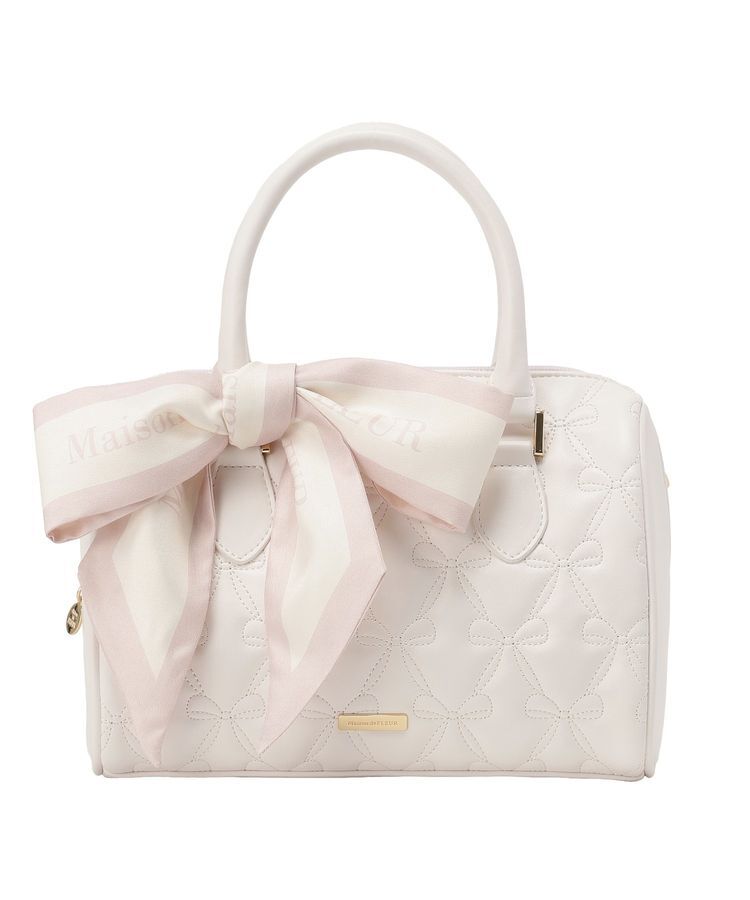 Maison de FLEUR「スカーフ付きリボンキルティング2Wayボストン」|ハンドバッグ|