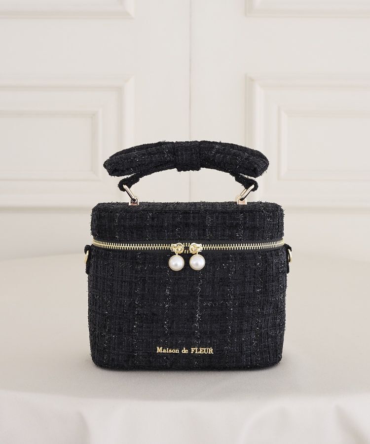 Maison de FLEUR「ツイードキューブショルダーバッグ」|ハンドバッグ|ブラック