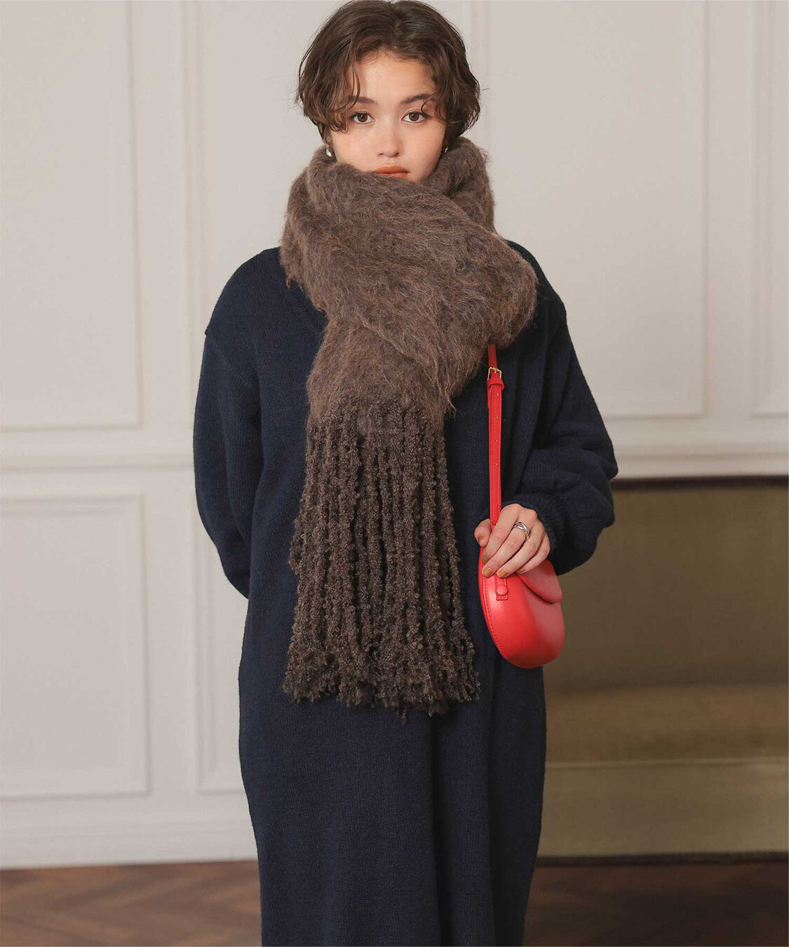 titivate「モヘアタッチボリュームマフラー」|マフラー|ブラウン