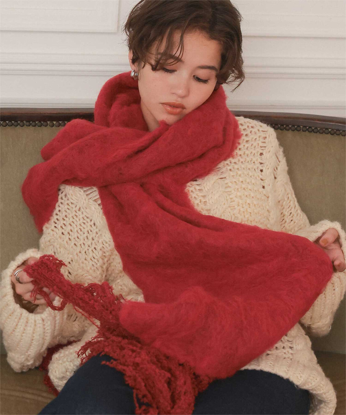 titivate「モヘアタッチボリュームマフラー」|マフラー|