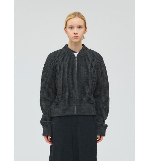 mizuiro ind「mizuiro ind ワッフルジップブルゾン」|ブルゾン・スタジャン|チャコールグレー