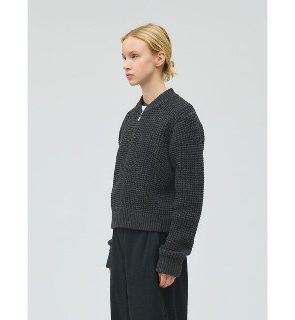 mizuiro ind「mizuiro ind ワッフルジップブルゾン」|ブルゾン・スタジャン|