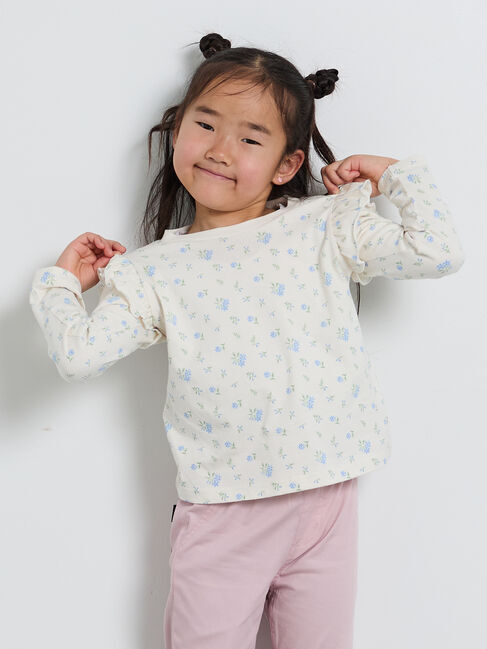 Samansa Mos2 Lagom「肩フリル花柄ロンT」|Tシャツ・カットソー|