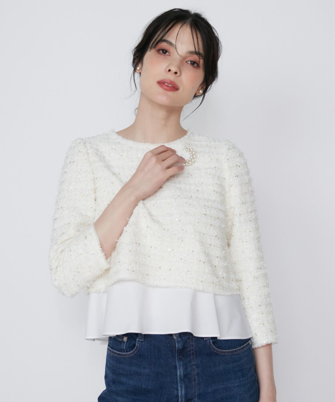 Maglie le cassetto「《M Maglie le cassetto》ラメスパンコールツイードブラウス」|シャツ・ブラウス|