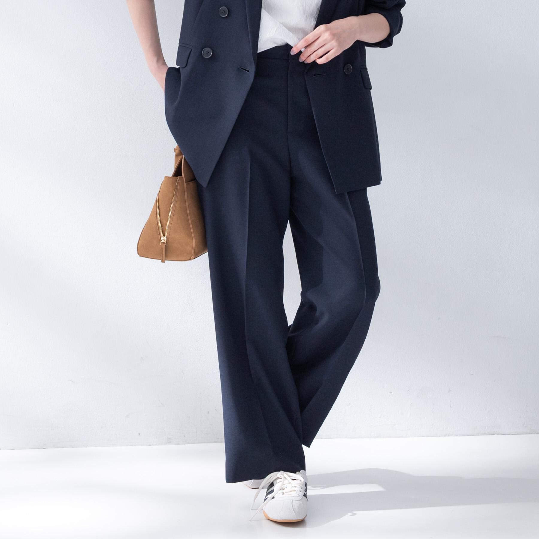 UNTITLED「【イージーケア/接触冷感/UVカット】エアリー ワイドパンツ」|その他|ネイビー(094)