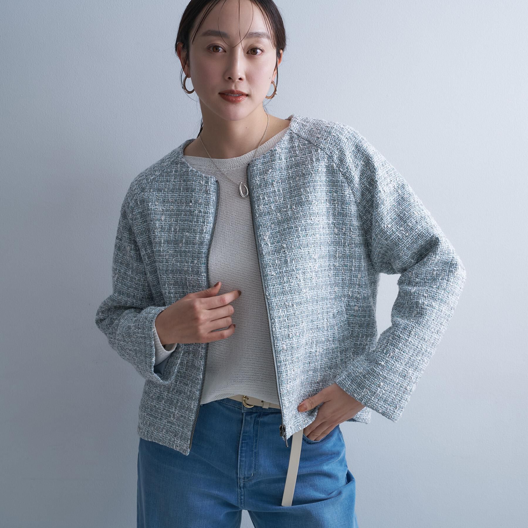 UNTITLED「ツイードジップジャケット」|ブルゾン・スタジャン|