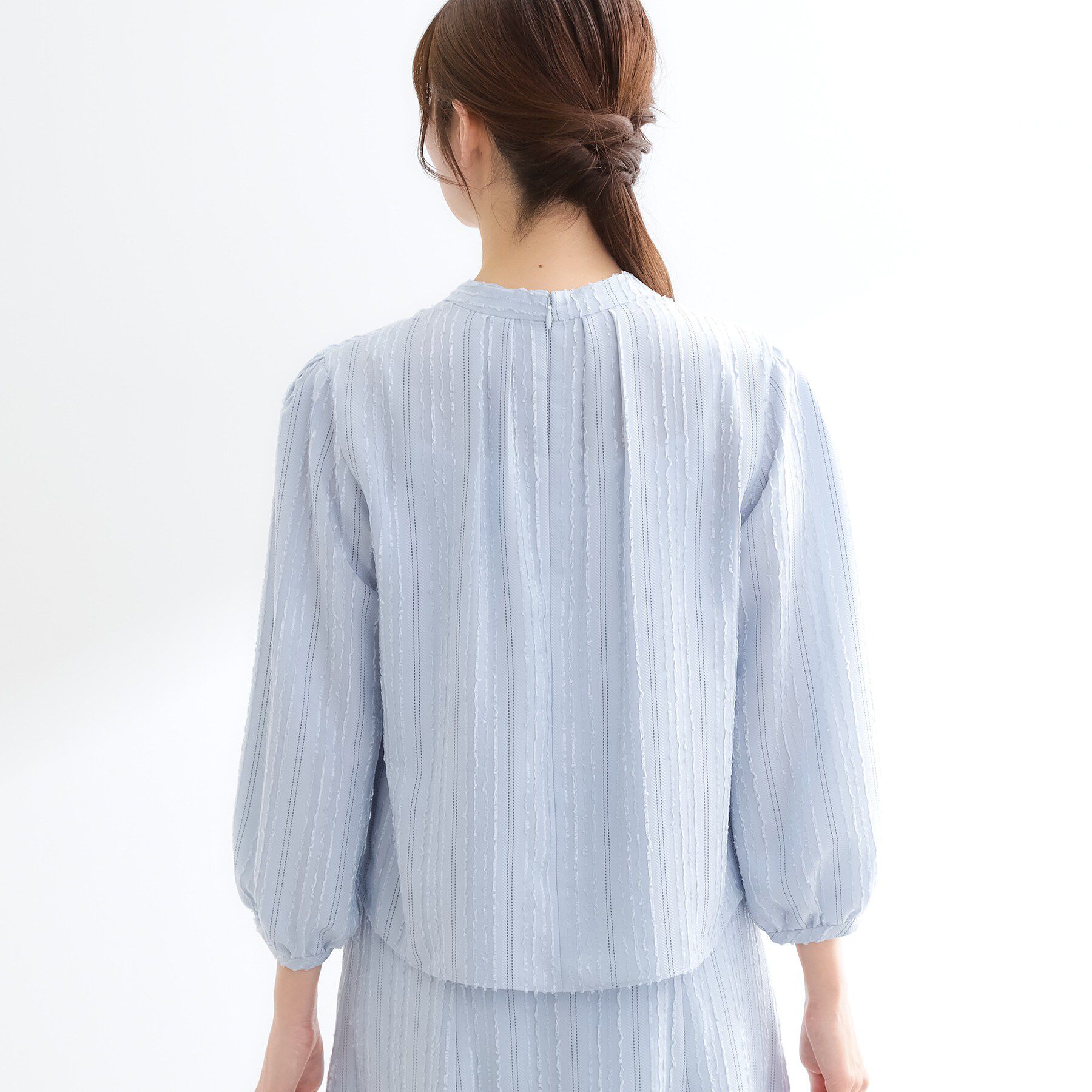 Reflect「【セットアップ可】ストライプ柄ジャカードブラウス」|シャツ・ブラウス|