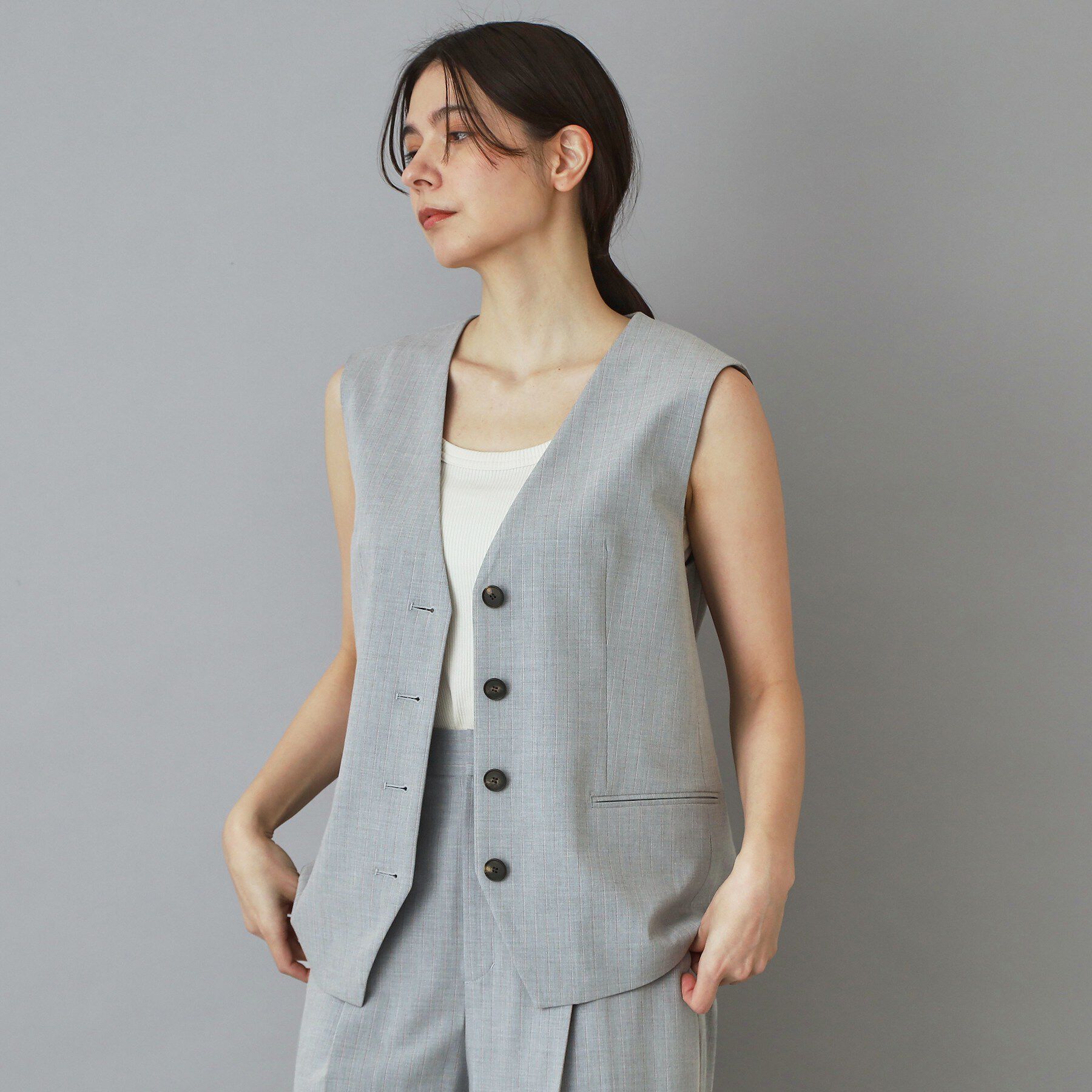 DRESSTERIOR「【セットアップ可】セットアップストライプジレ」|ベスト・ジレ|