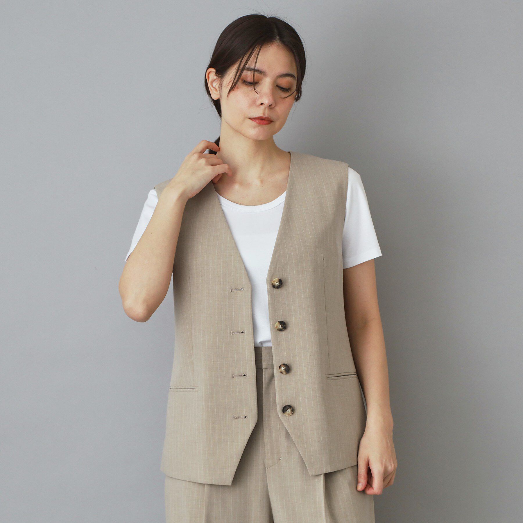 DRESSTERIOR「【セットアップ可】セットアップストライプジレ」|ベスト・ジレ|