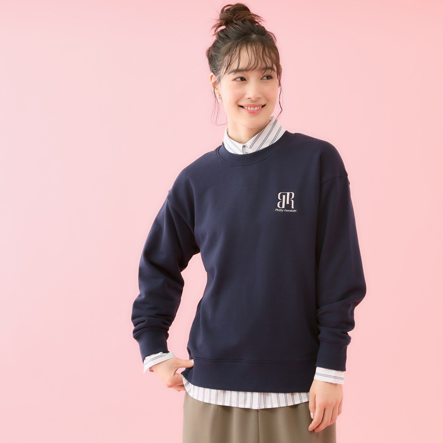 grove「【コラボITEM】Philly Chocolate 裏毛プルオーバー」|パーカー|ネイビー(094)