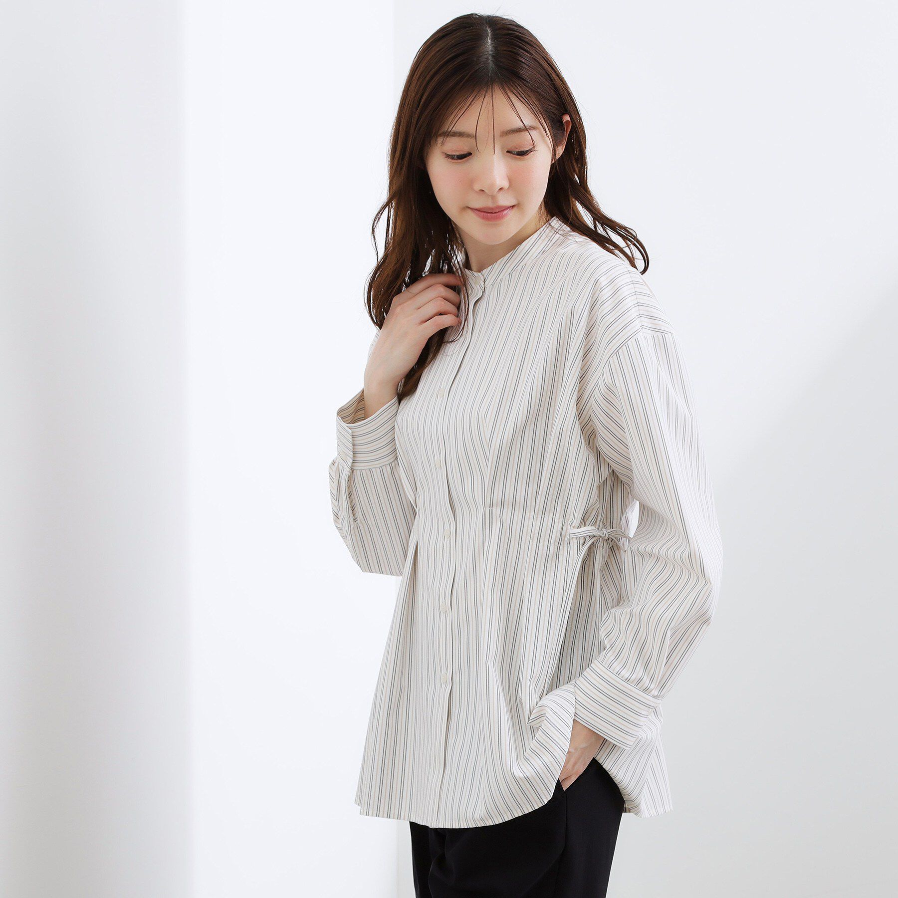 grove「ウエストタック スタンドネックシャツ」|シャツ・ブラウス|