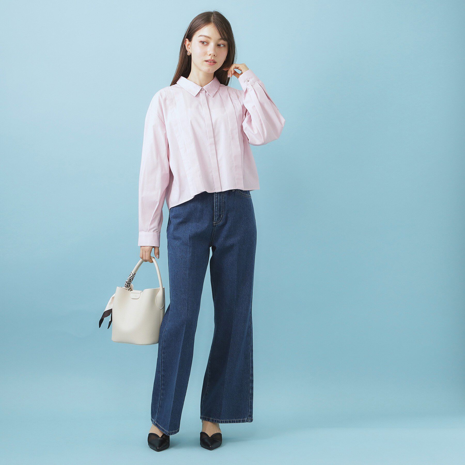 index「ブロード短丈タックシャツ【洗濯機OK】《5col》」|シャツ・ブラウス|