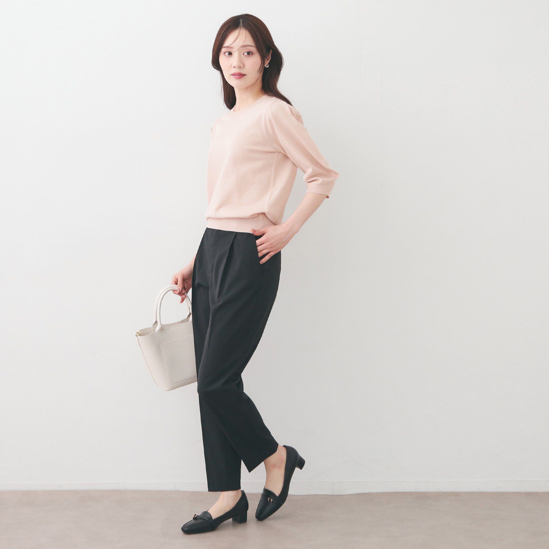 index「6分袖タックスリーブニット【洗濯機OK/UVケア】《XS～LL/9col》」|ニット・セーター|