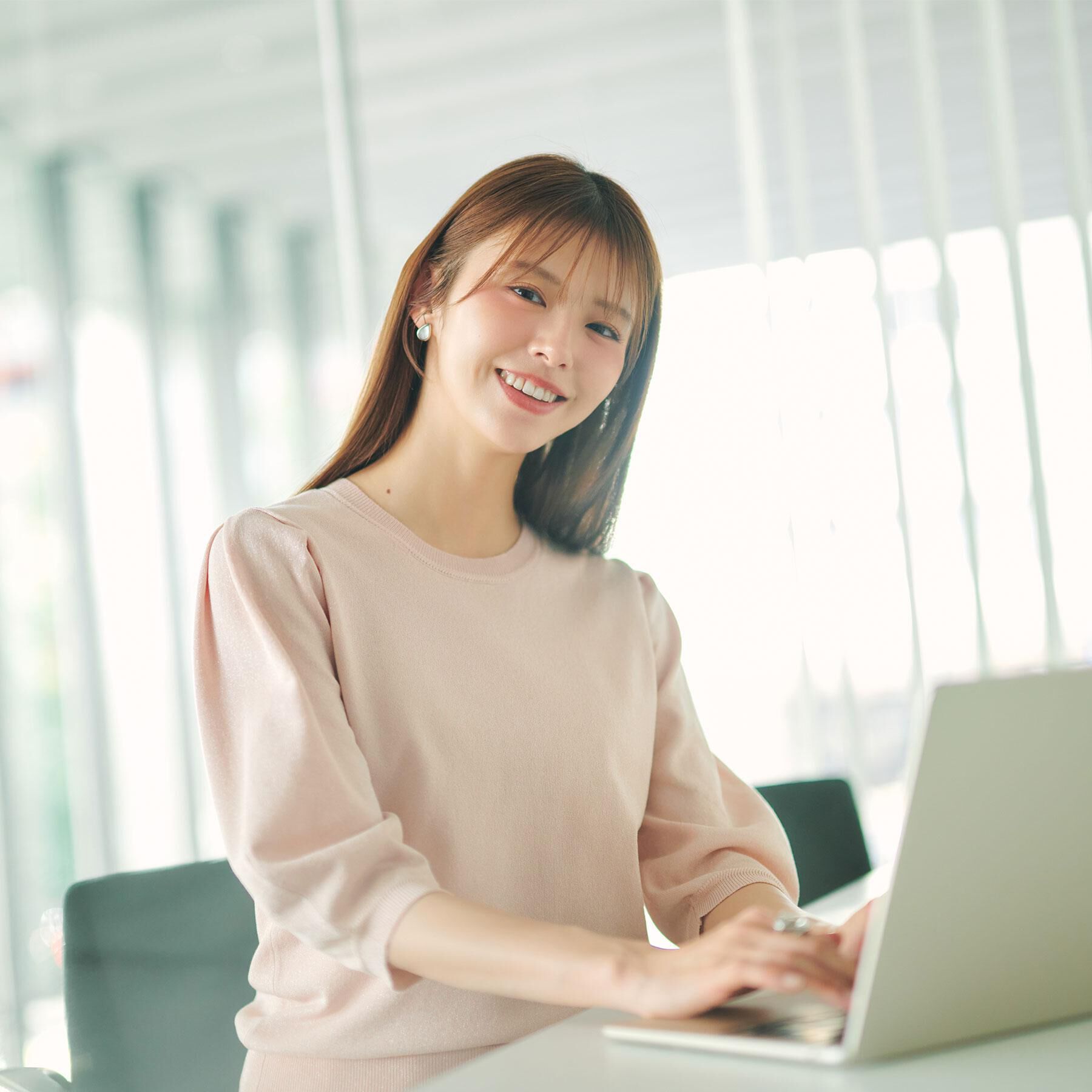 index「6分袖タックスリーブニット【洗濯機OK/UVケア】《XS～LL/9col》」|ニット・セーター|