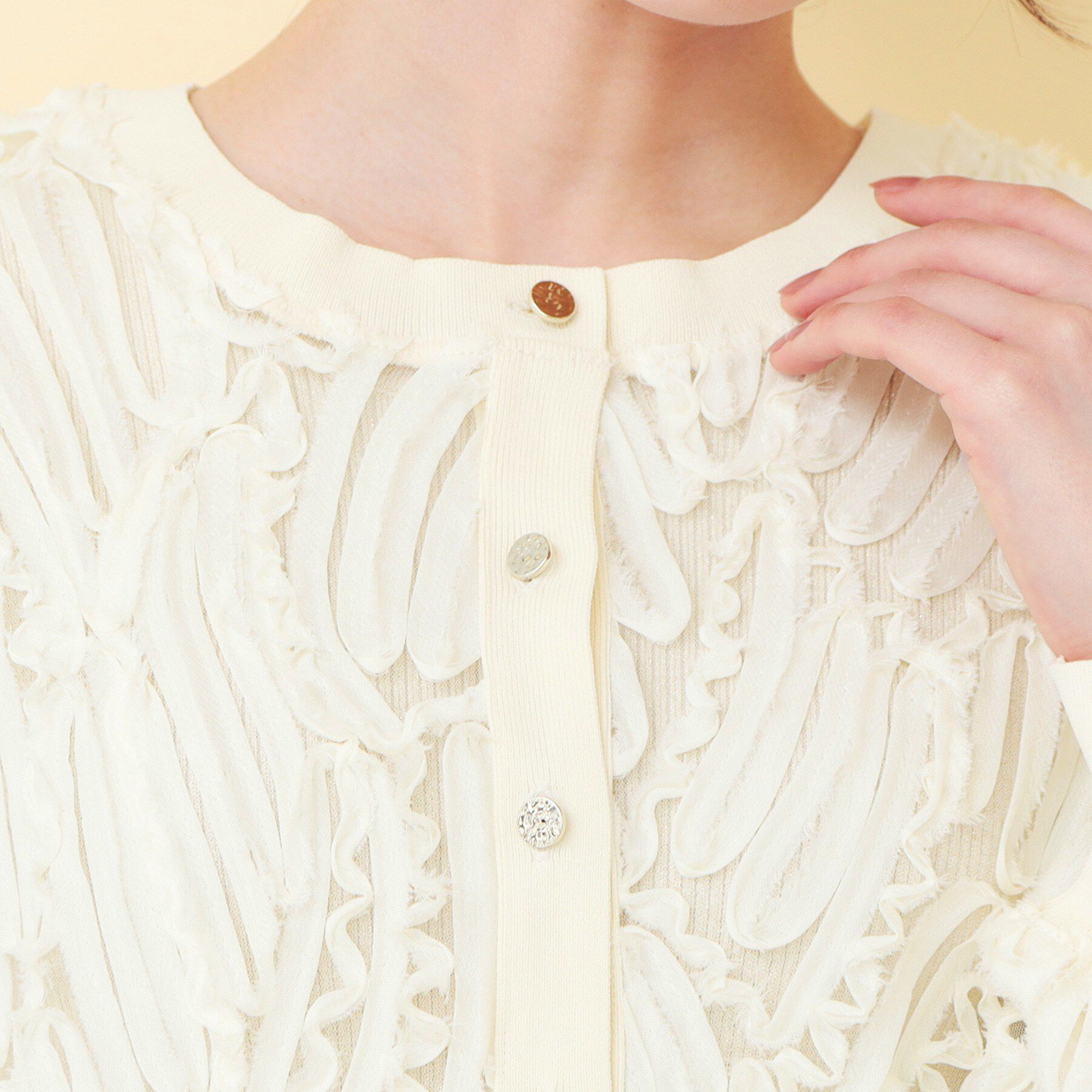 index「シアー幾何刺繍カーディガン【洗濯機OK】」|カーディガン|