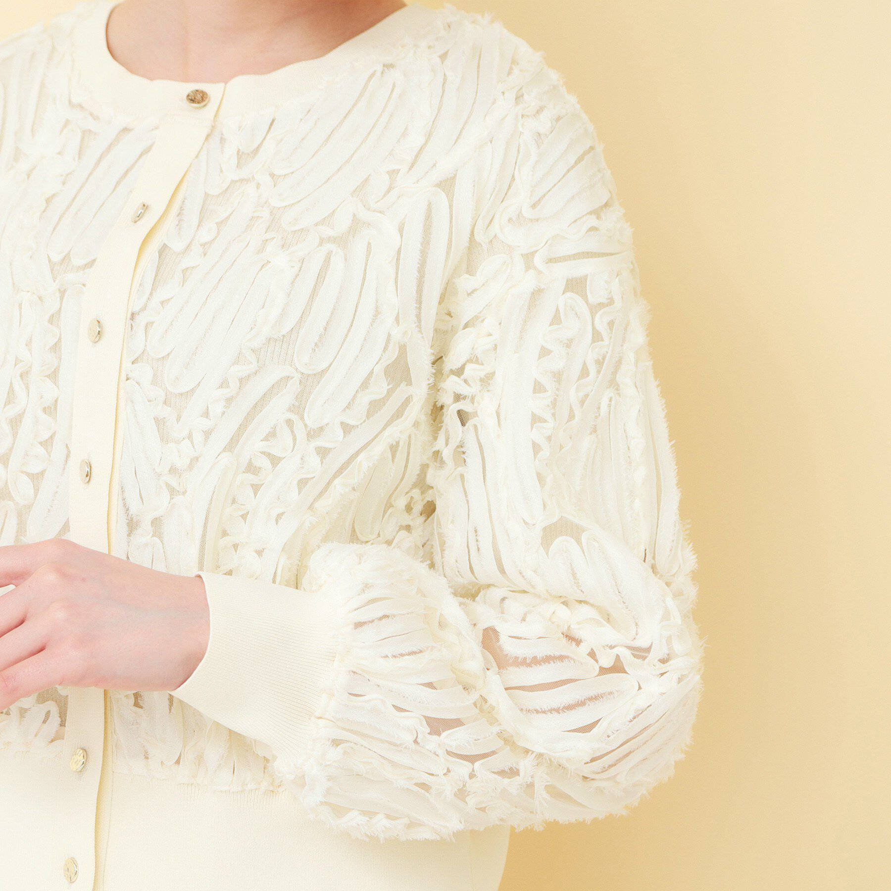 index「シアー幾何刺繍カーディガン【洗濯機OK】」|カーディガン|