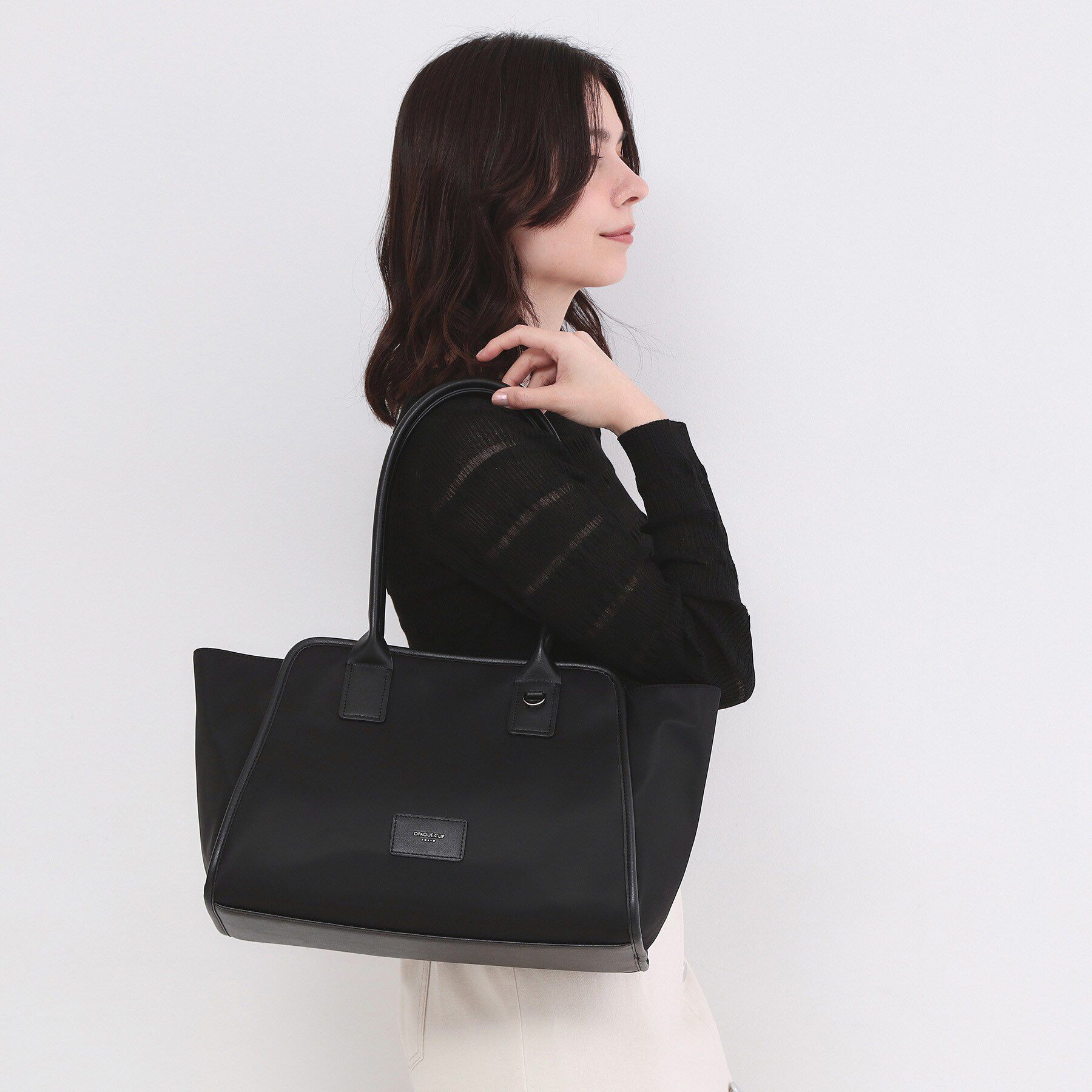 OPAQUE.CLIP「合皮パイピングワイドトート」|トートバッグ|