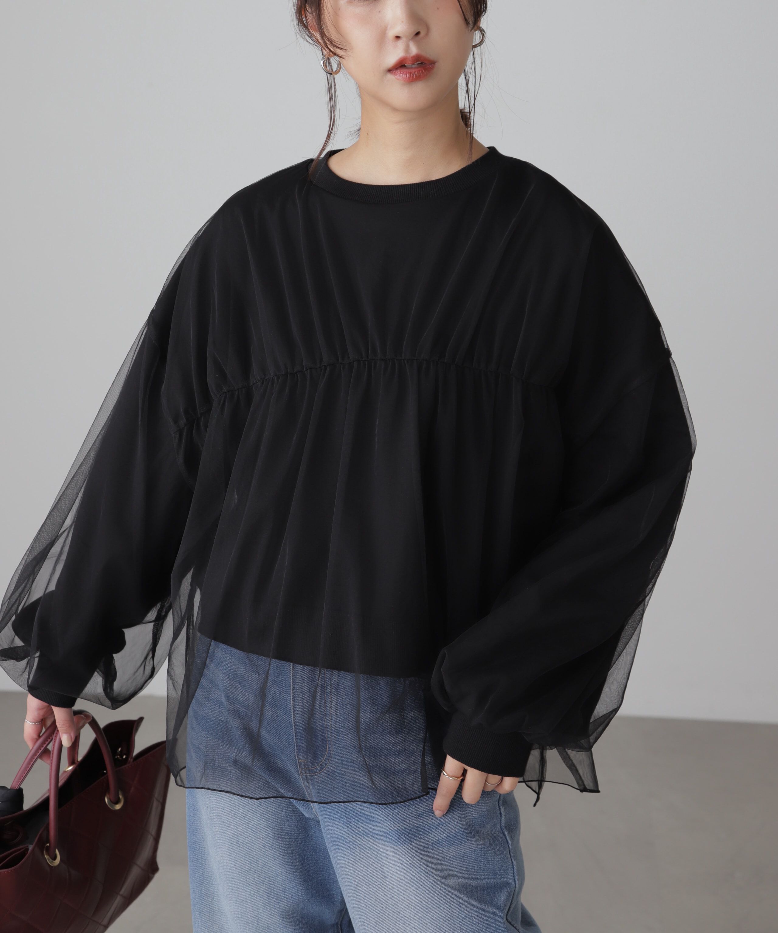  「チュールレイヤードスウェット」|Tシャツ・カットソー|