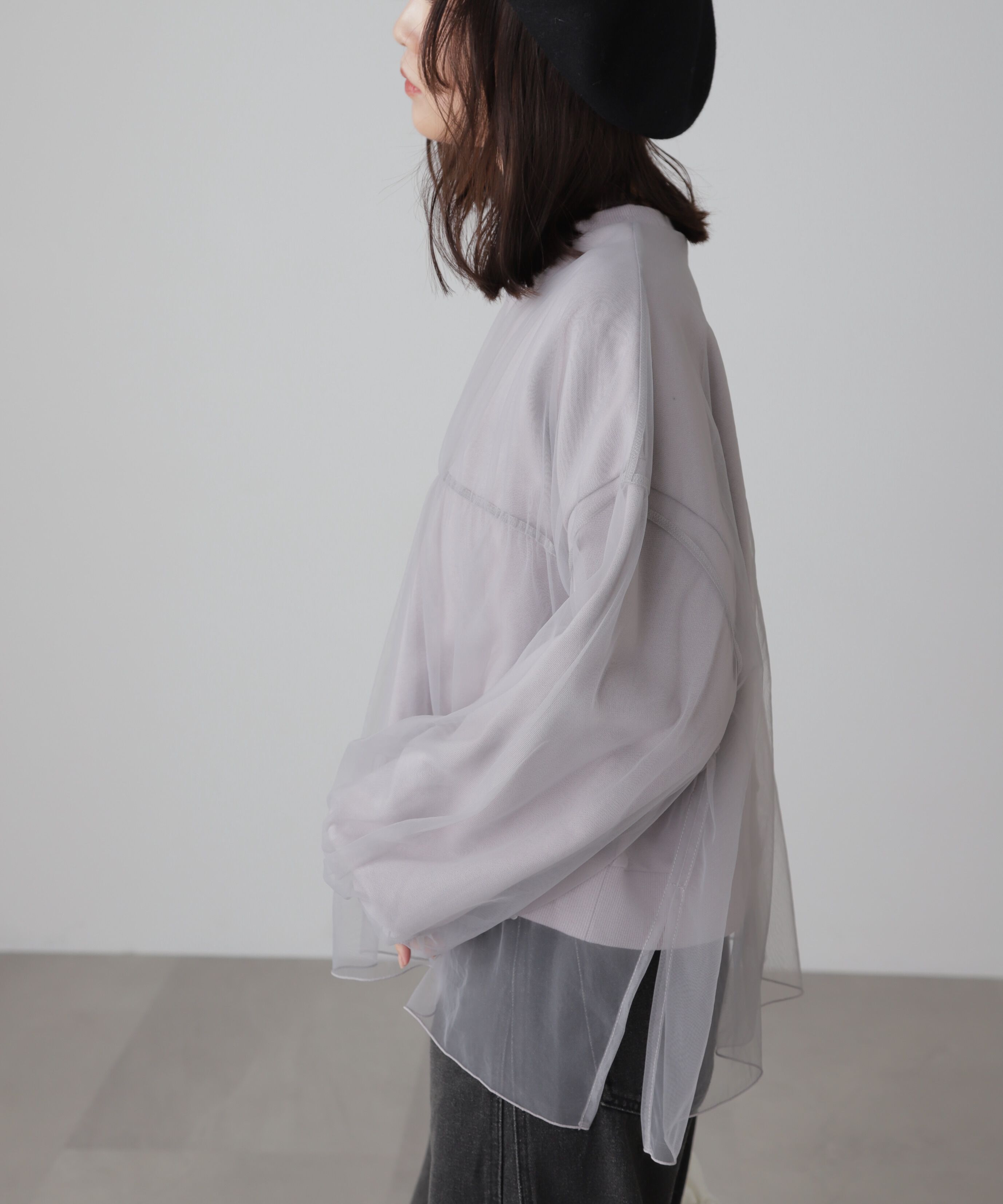  「チュールレイヤードスウェット」|Tシャツ・カットソー|