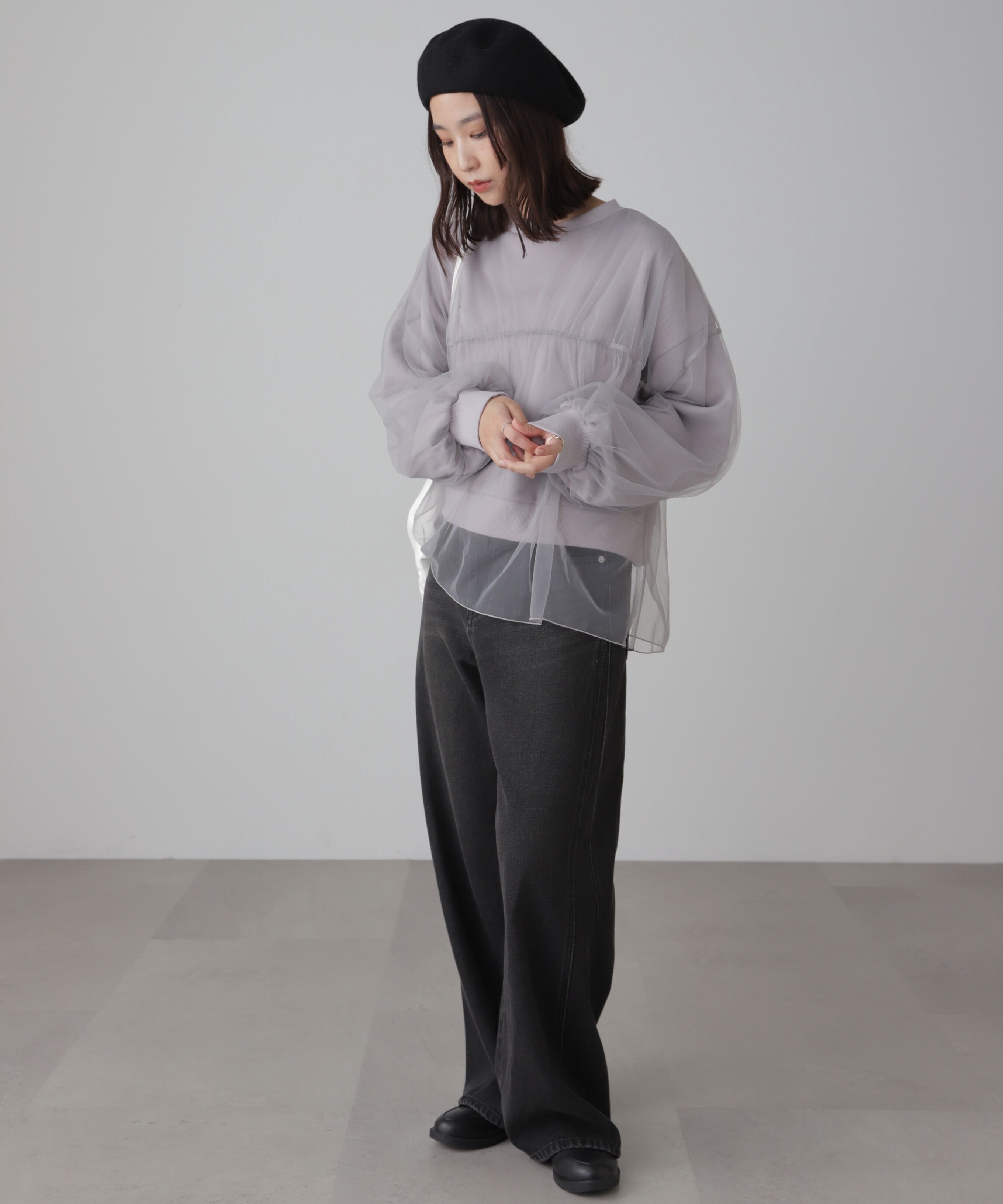  「チュールレイヤードスウェット」|Tシャツ・カットソー|