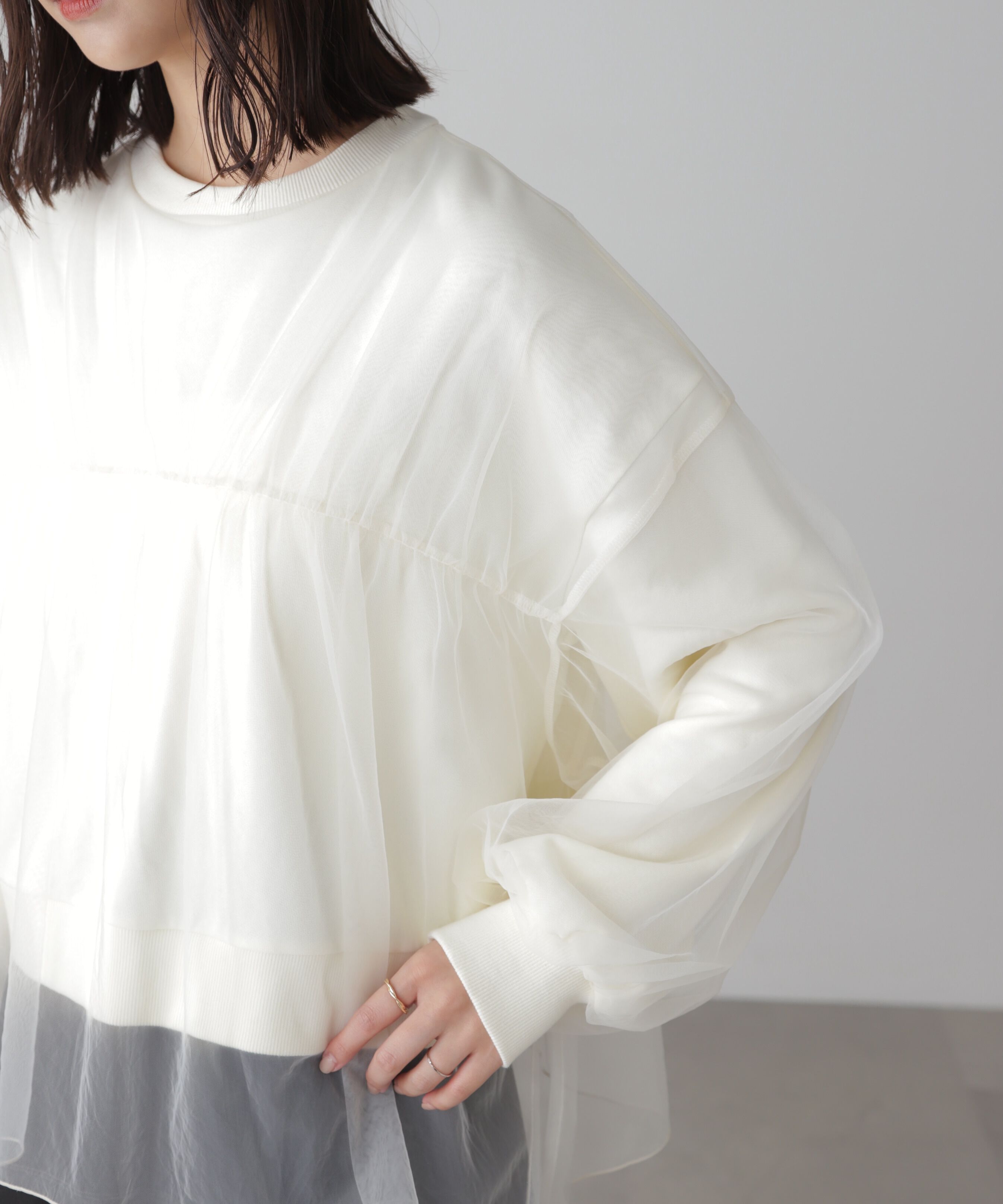  「チュールレイヤードスウェット」|Tシャツ・カットソー|