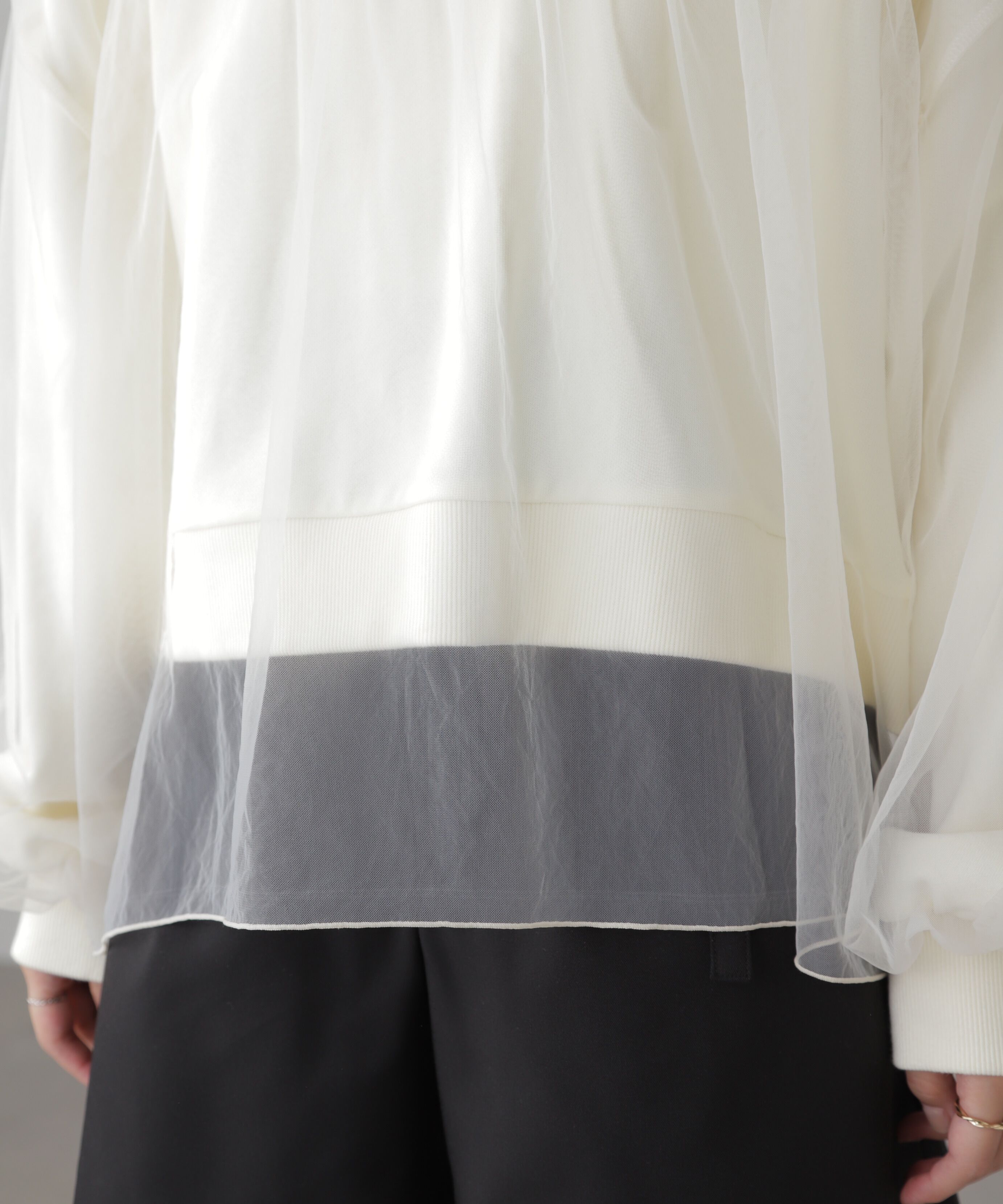  「チュールレイヤードスウェット」|Tシャツ・カットソー|